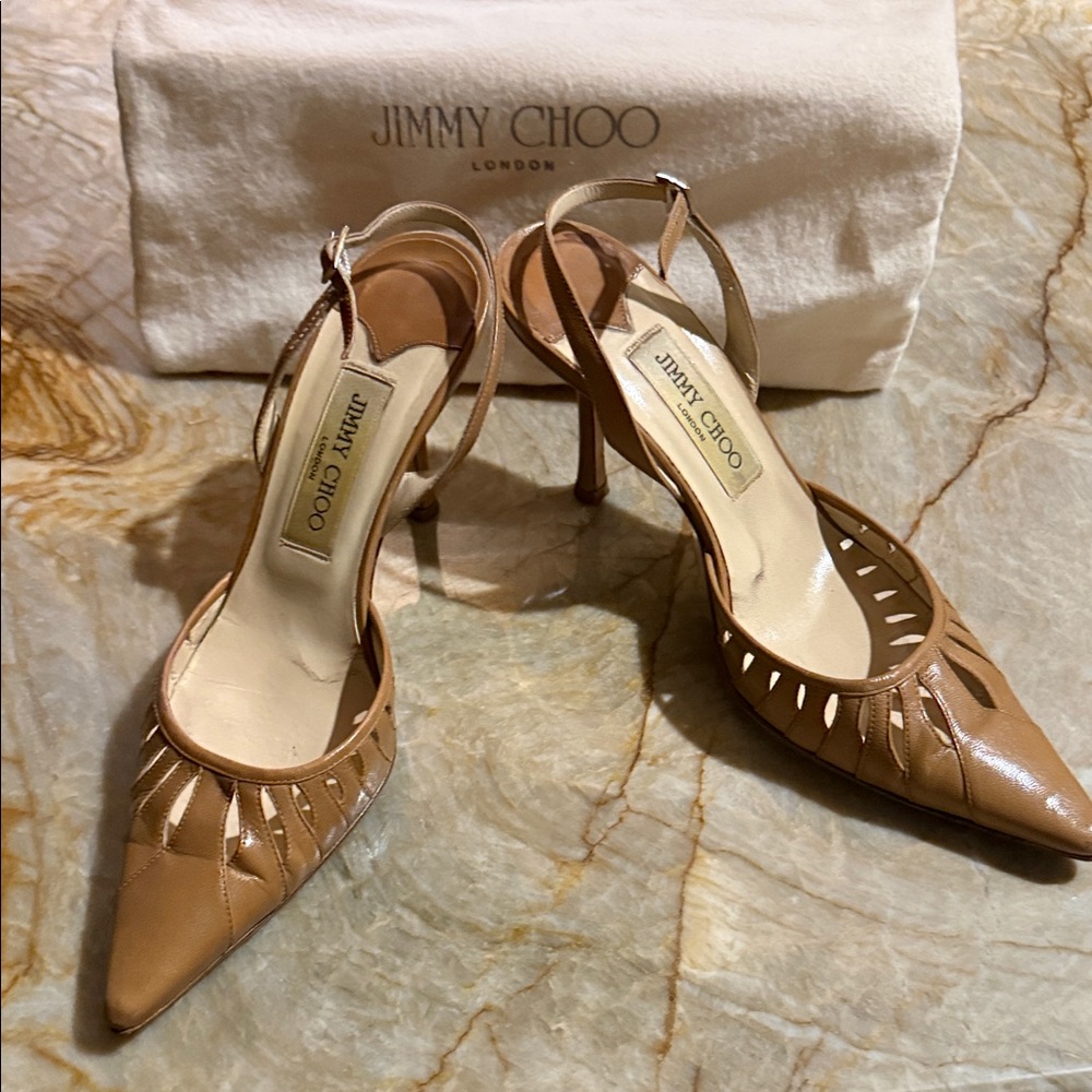 Jimmy Choo Brown Cutout Heels